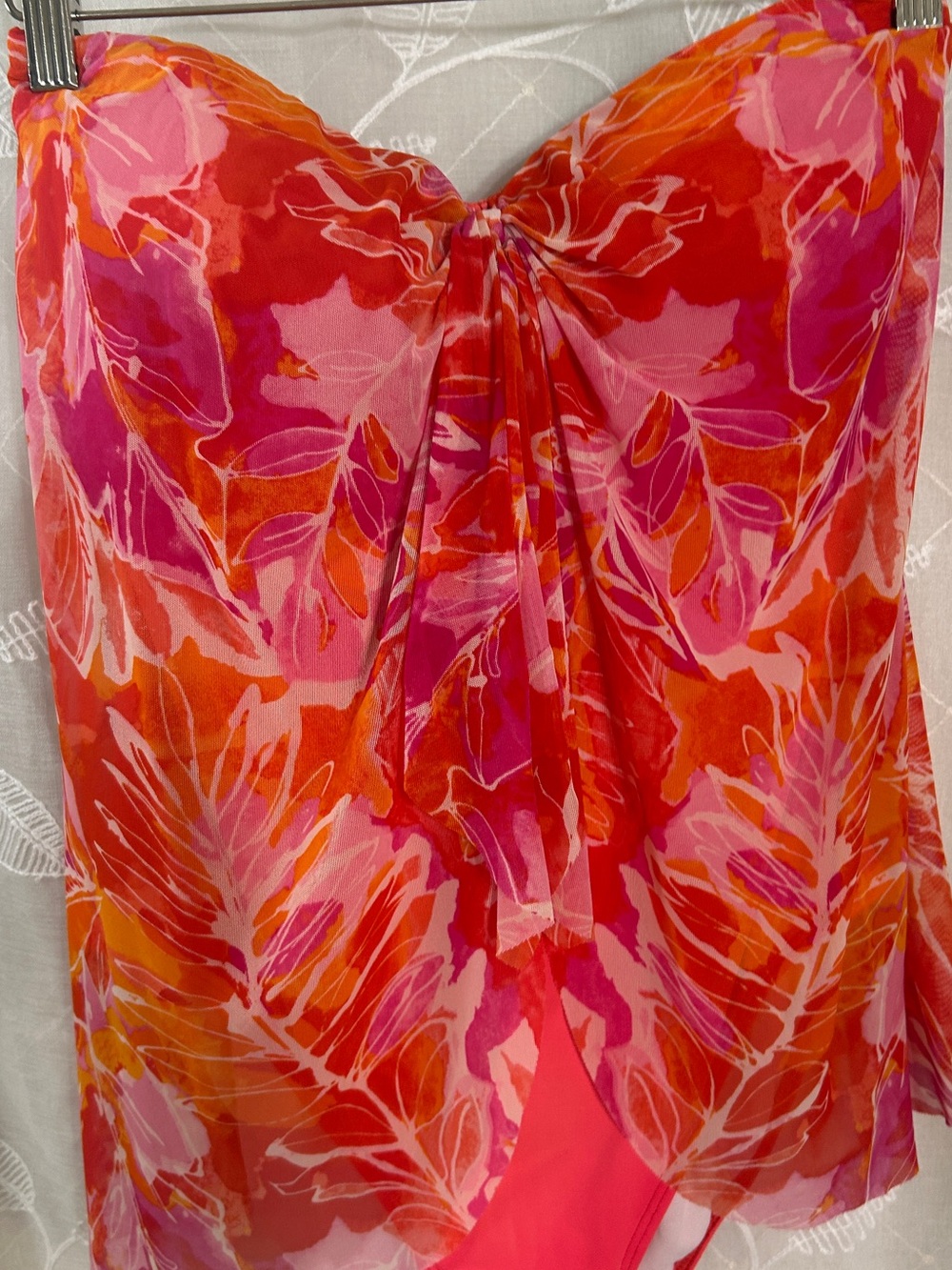 Ralph Lauren Strapless Floral One-Piece in Pink & Orange